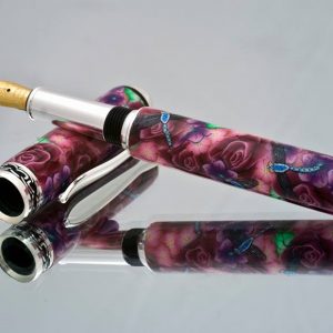 Burgundy Rose with DragonFlies Fountain Pen