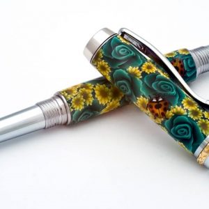 Green Rose with Sunflowers Fountain Pen