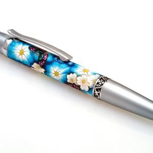 Blue Flowers with Butterflies