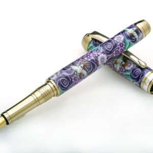 Purple Rose with Hummingbirds Fountain Pen