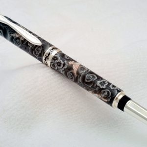 Black Roses with White Doves Millefiori Pen