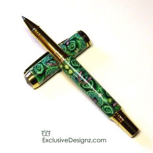 Green Rose Millefiori Pen
