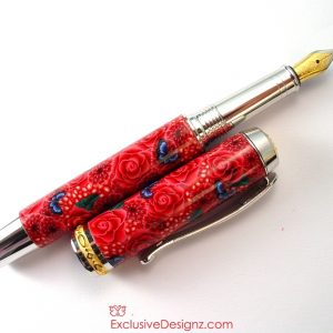 Red Rose Millefiori Fountain Pen