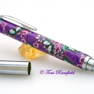 Purple/Fuchia Roses with Jade Butterflies