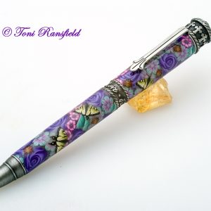Hope Love Faith Purple Rose with Yellow Swallowtail Butterflies