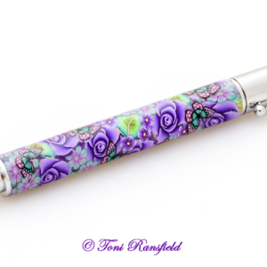 Purple Roses with Pink/Teal Butterflies