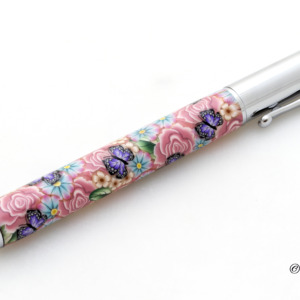 Pink Roses with Purple Butterflies