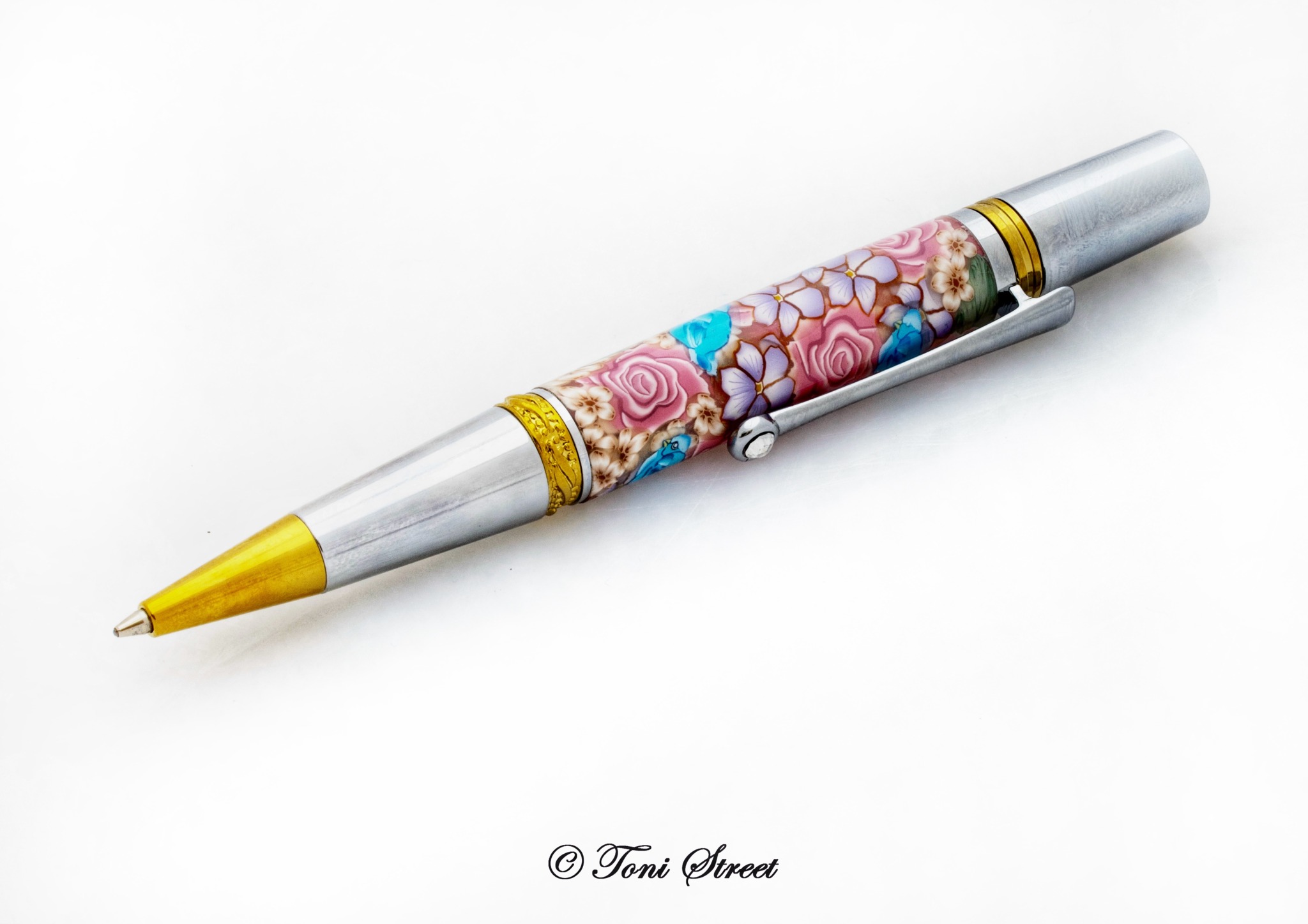 Pink Roses with BlueBirds Ballpoint Pen