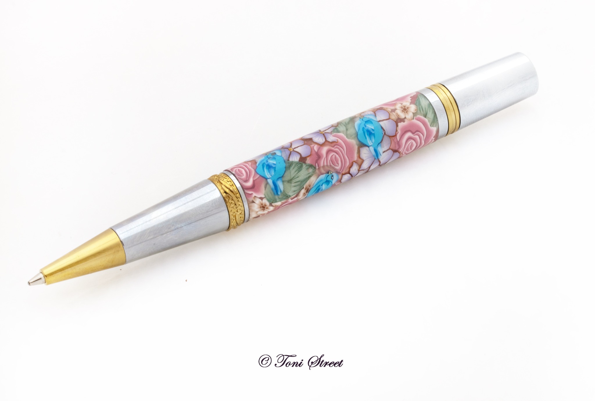 Pink Roses with BlueBirds Ballpoint Pen - Image 3