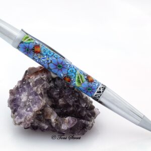 Blue Flowers with Lady Bugs Click Pen