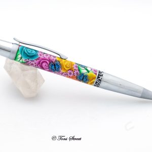 Rainbow Roses with Blue Butterflies Click Pen