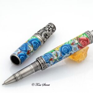 Red and Blue Rose Victorian Pen
