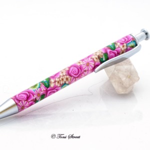 Magenta Rose with Frogs Click Pen
