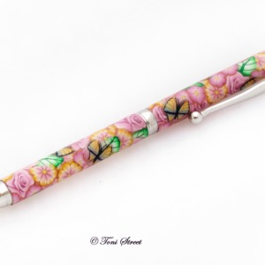 Pink Roses with Yellow Butterflies Slimline