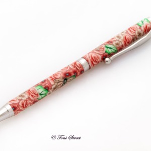 Coral Roses with Dragonflies Slimline