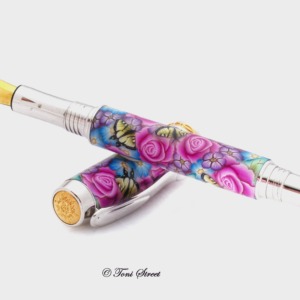 Magenta Rose with Swallowtails Fountain Pen