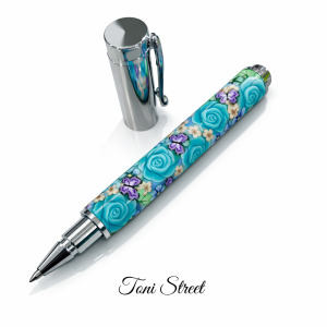 Turquoise Rose with Purple Butterflies